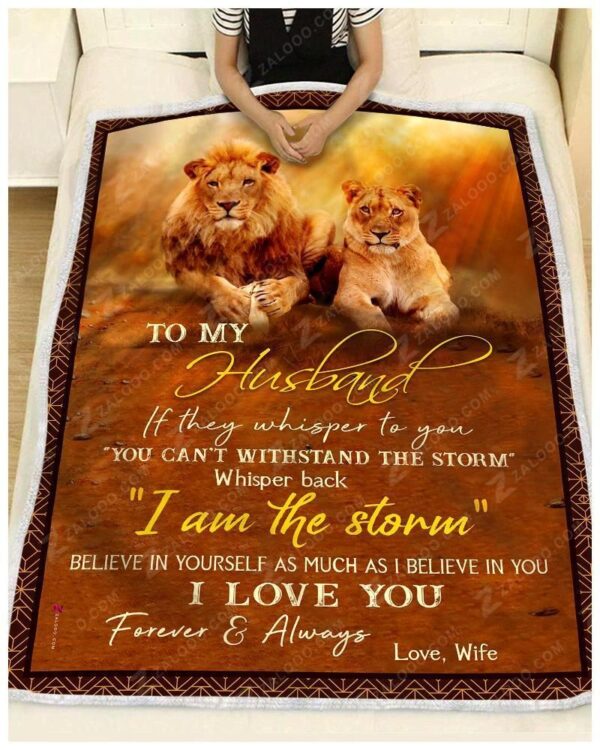Lion To My Husband I Love You Forever And Always Fleece Blanket Sherpa Blanket