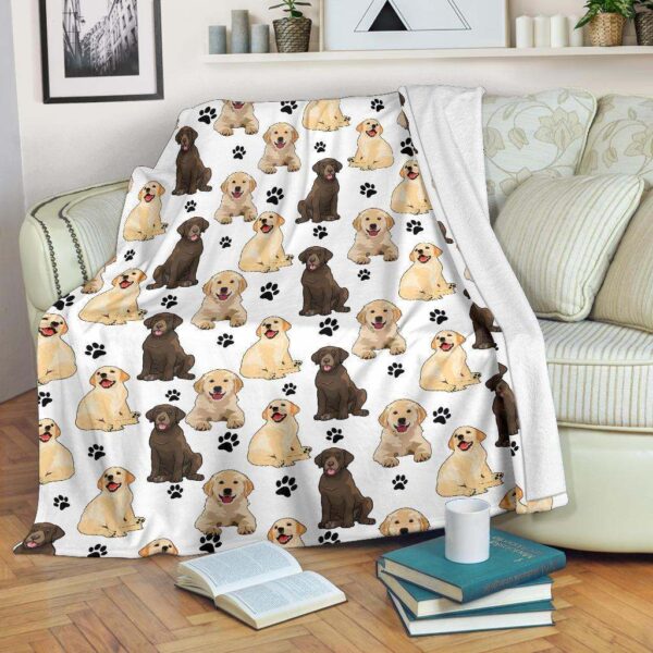 Labrador Paw Fleece Blanket Sherpa Blanket