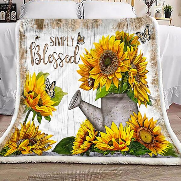 Simply Blessed Sunflower Fleece Blanket Sherpa Blanket