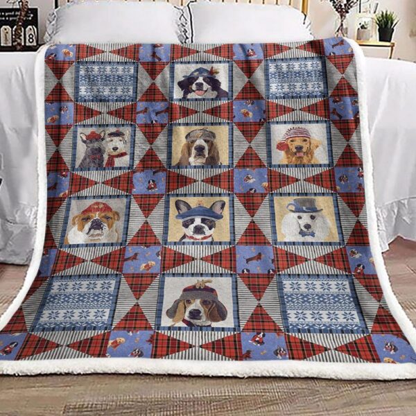 Bulldog Basset Hound Beagle Golden Retriever Bernese Schnauzer Fleece Blanket Sherpa Blanket