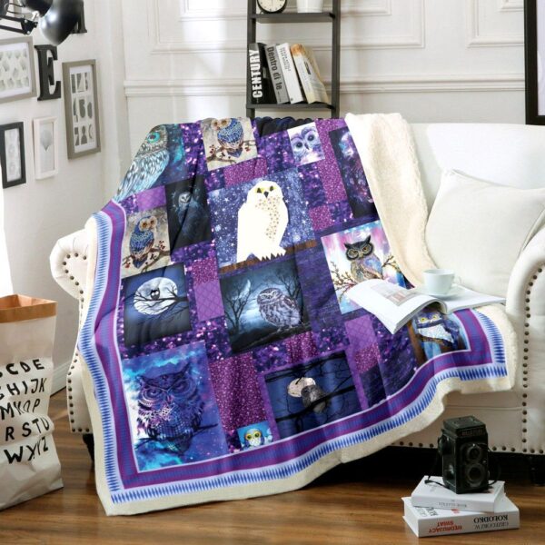 Owl Fleece Blanket Sherpa Blanket
