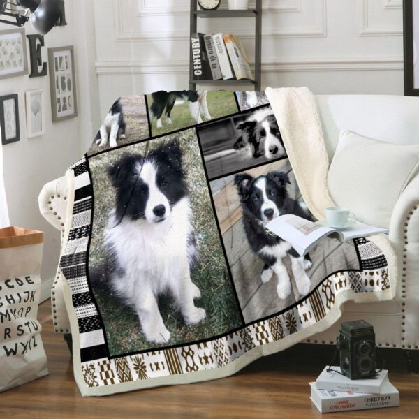 Border Collie Dog Fleece Blanket Sherpa Blanket
