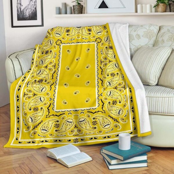 Ultra Plush Sunshine Yellow Bandana Fleece Blanket Sherpa Blanket