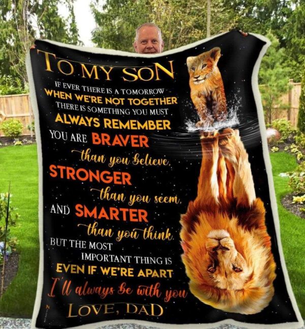 Lion To My Son Even If We Are Apart Love Dad Fleece Blanket Sherpa Blanket