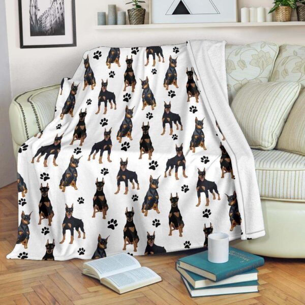 Doberman Pinscher Paw Fleece Blanket Sherpa Blanket