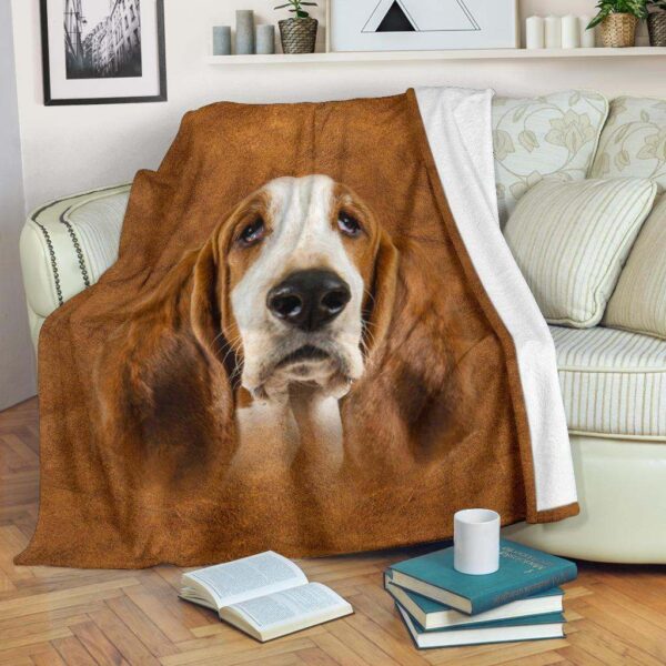 Basset Hound Face Hair Fleece Blanket Sherpa Blanket