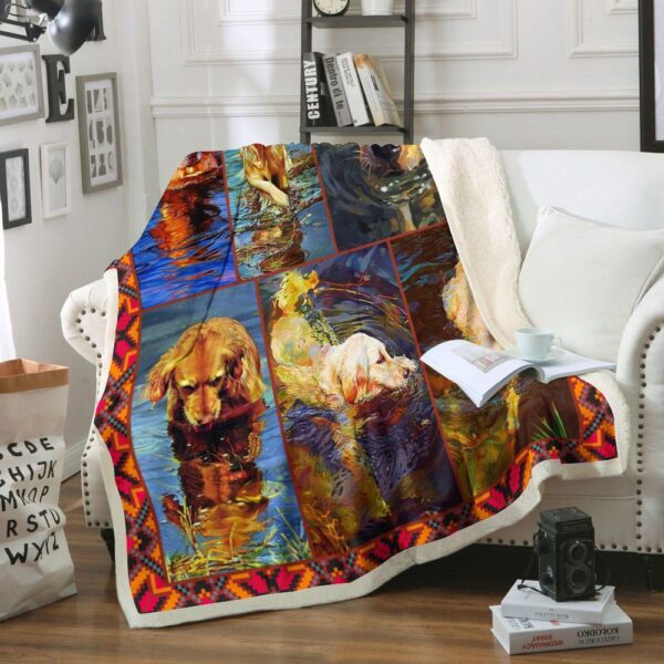 Golden Retriever Dog Fleece Blanket Sherpa Blanket