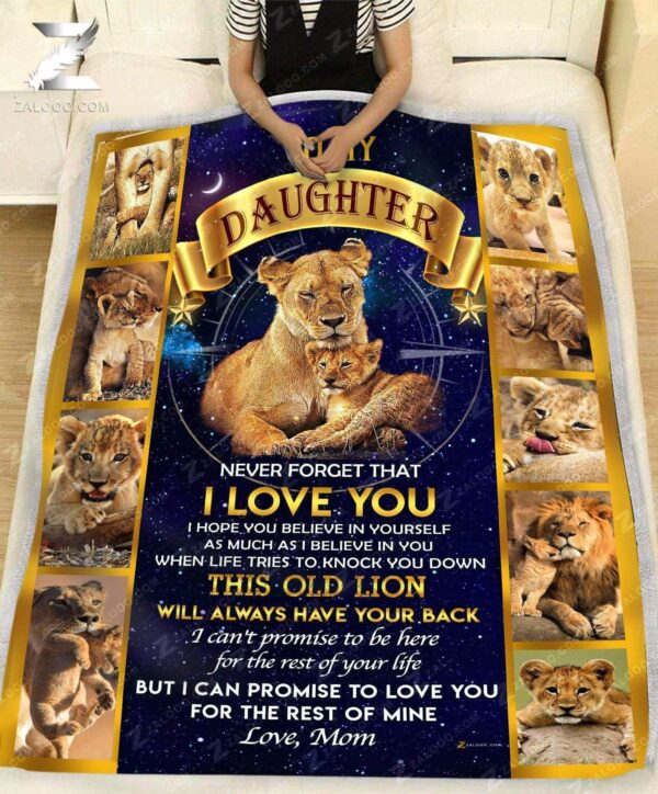 Lion For Daughter From Mom This Old Lion Will Always Have Your Back Fleece Blanket Sherpa Blanket