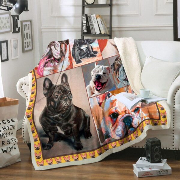 Bulldog Dog Fleece Blanket Sherpa Blanket