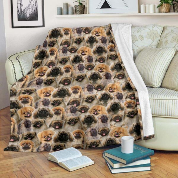 Pekingese Full Face Fleece Blanket Sherpa Blanket