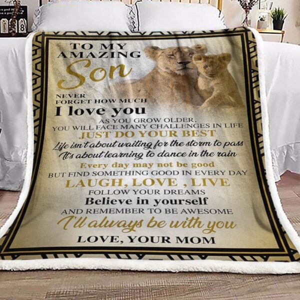 Lion Son And Mom Fleece Blanket Sherpa Blanket