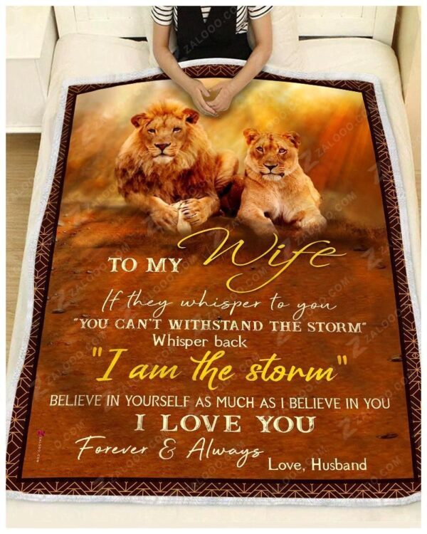 Lion To My Wife I Love You Forever And Always Fleece Blanket Sherpa Blanket