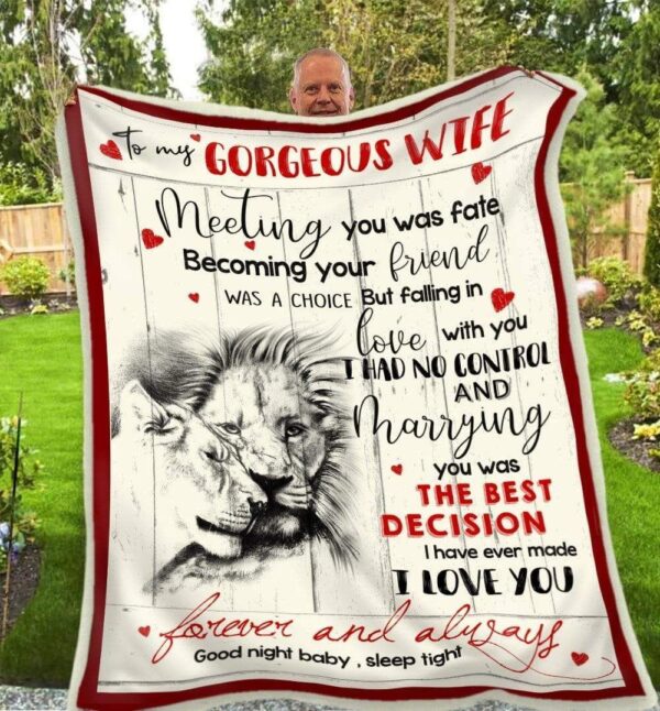 Lion To My Wife Meeting You Was Fate Fleece Blanket Sherpa Blanket