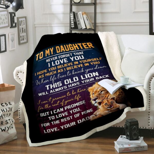 To My Daughter Lion Fleece Blanket Sherpa Blanket