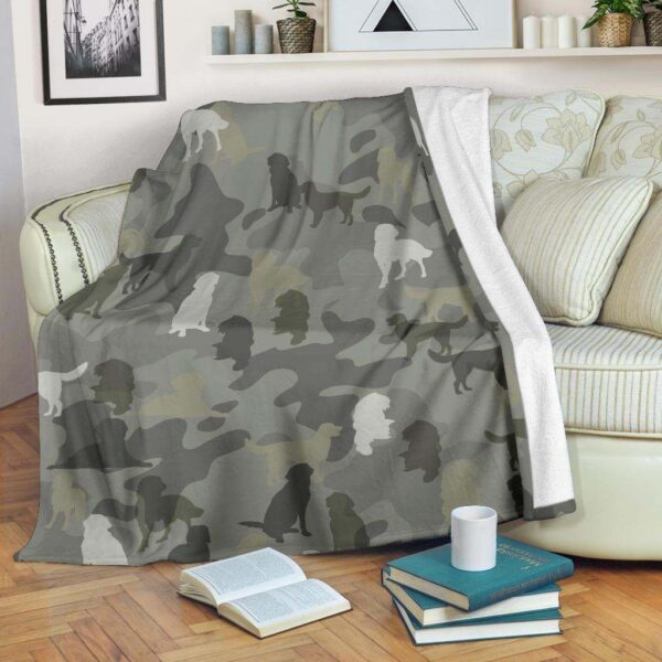 German Longhaired Pointer Camo Fleece Blanket Sherpa Blanket