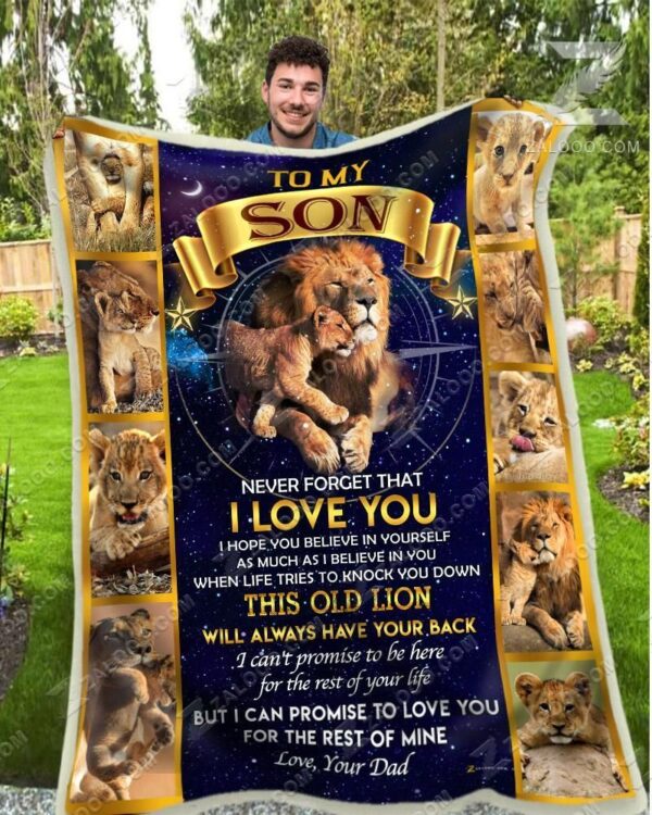 Lion Son Dad This Old Lion Will Always Have Your Back Fleece Blanket Sherpa Blanket