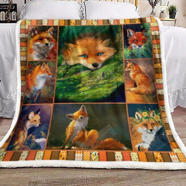 Cute Fox Fleece Blanket Sherpa Blanket