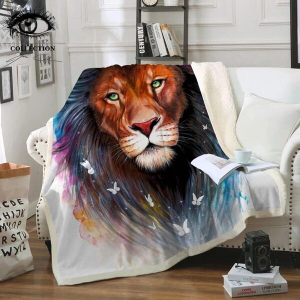 Lion Butterflies Fleece Blanket Sherpa Blanket