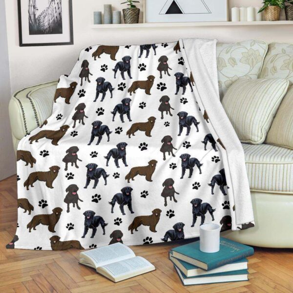 Flat Coated Retriever Paw Fleece Blanket Sherpa Blanket