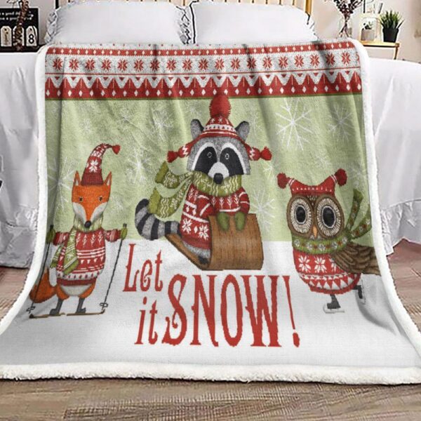 Fox Raccoon Owl Christmas Fleece Blanket Sherpa Blanket