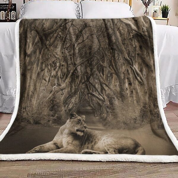 Lion Woodland Fleece Blanket Sherpa Blanket