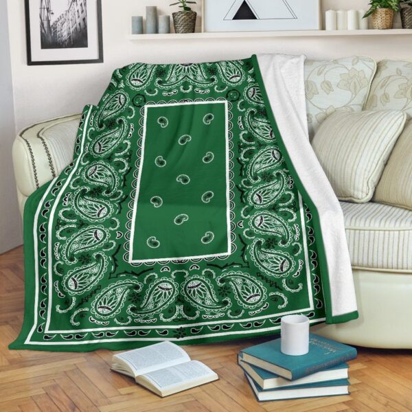 Classic Green Bandana Fleece Blanket Sherpa Blanket