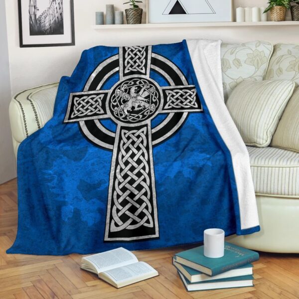 Celtic Cross Lion Fleece Blanket Sherpa Blanket