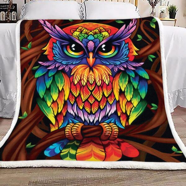 Colorful Owl Fleece Blanket Sherpa Blanket