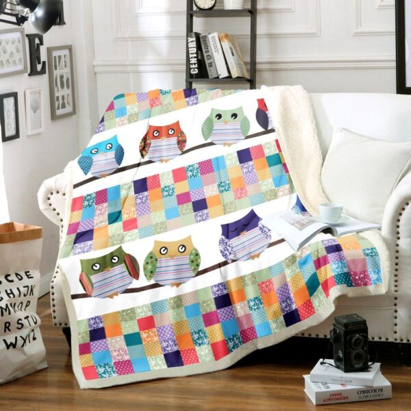 Owl Fleece Blanket Sherpa Blanket