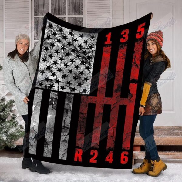 Stick American Flag Muscle Car Gears Mechanic Fleece Blanket Sherpa Blanket
