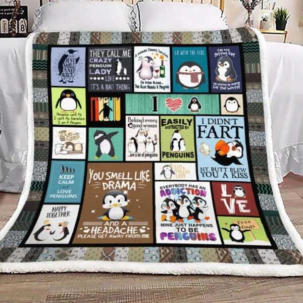 Crazy Penguin Fleece Blanket Sherpa Blanket