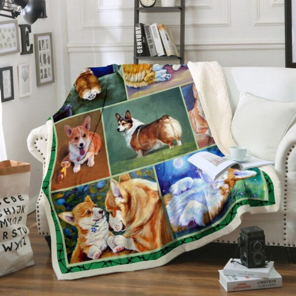 Corgi Dog Fleece Blanket Sherpa Blanket