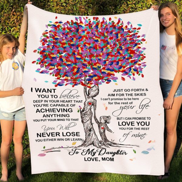 Daughter Mom Never Lose Fleece Blanket Sherpa Blanket