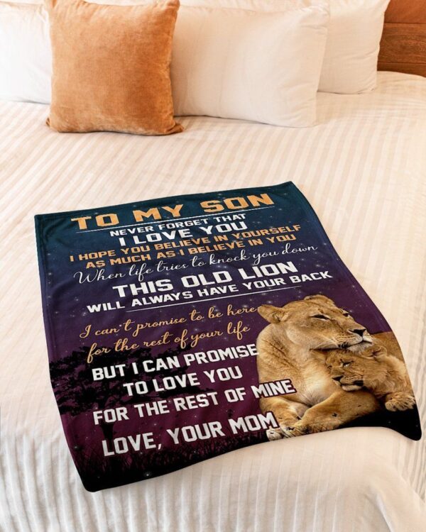 To My Son Never Forget This Old Lion Fleece Blanket Sherpa Blanket