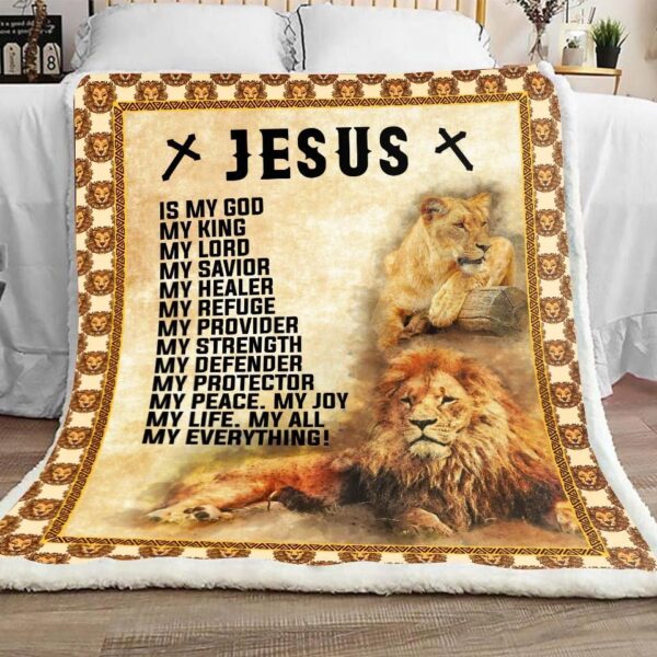 Jesus Lion Fleece Blanket Sherpa Blanket