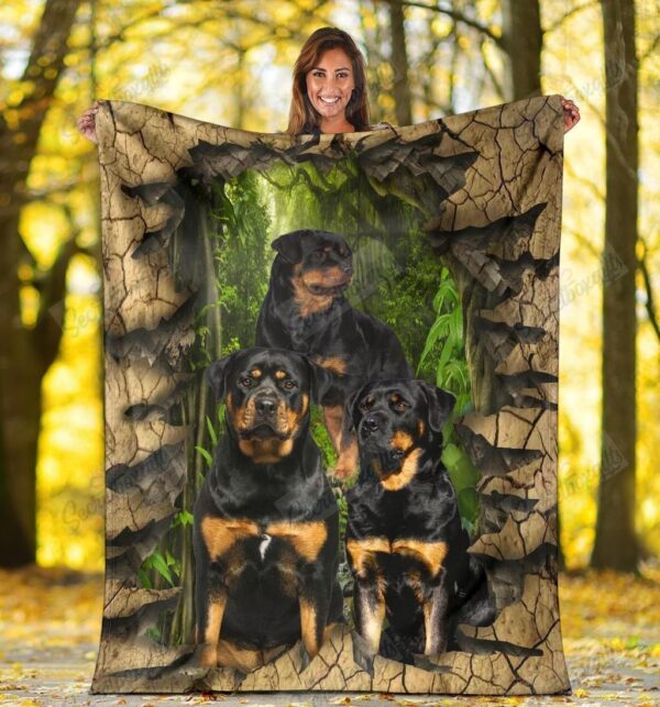 Rottweiler First Love Fleece Blanket Sherpa Blanket