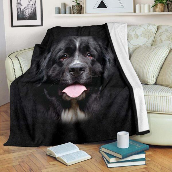 Newfoundland Face Hair Fleece Blanket Sherpa Blanket