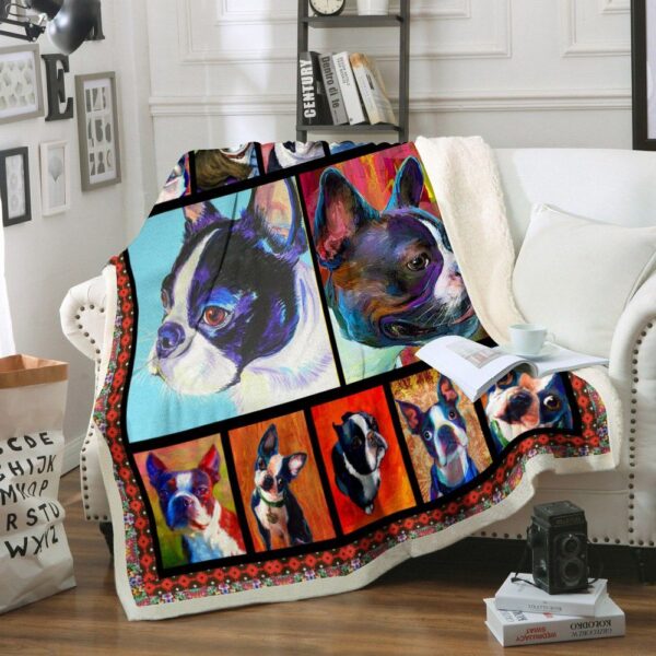 Boston Terrier Dog Fleece Blanket Sherpa Blanket