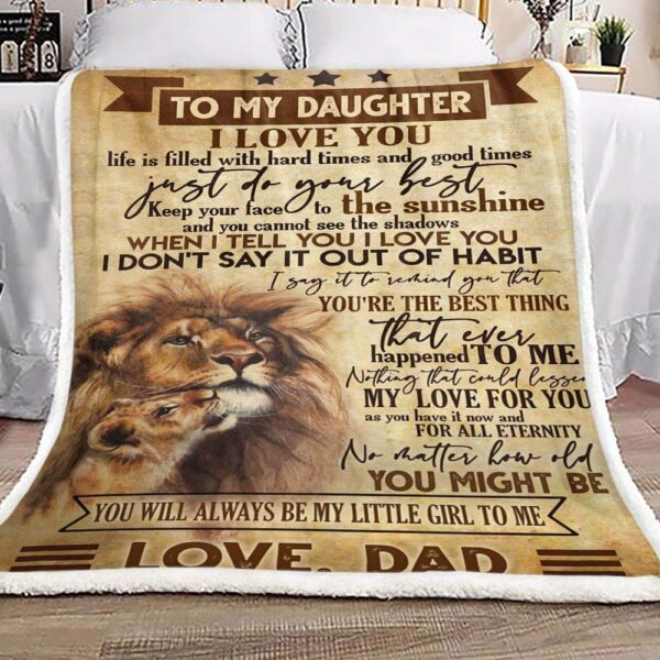 Lion To My Daughter Love Dad Fleece Blanket Sherpa Blanket