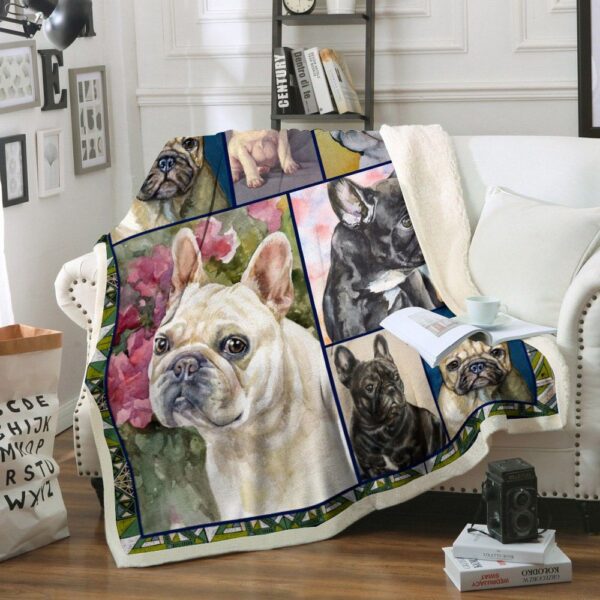 French Bulldog Dog Fleece Blanket Sherpa Blanket