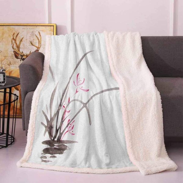 Orchid Flower Fleece Blanket Sherpa Blanket