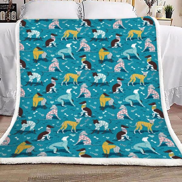 Greyhounds Dog Walk Fleece Blanket Sherpa Blanket