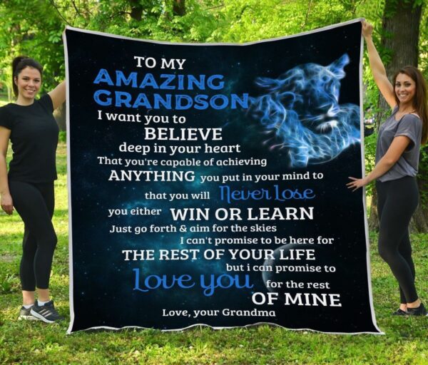 To My Amazing Grandson Lion Fleece Blanket Sherpa Blanket