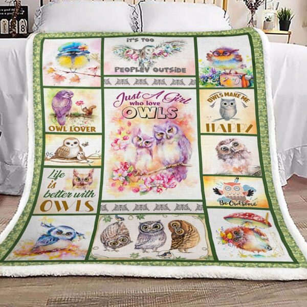 I Freaking Love Owls Fleece Blanket Sherpa Blanket