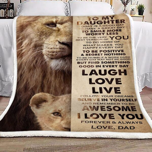 Lion Dad To Daughter Fleece Blanket Sherpa Blanket