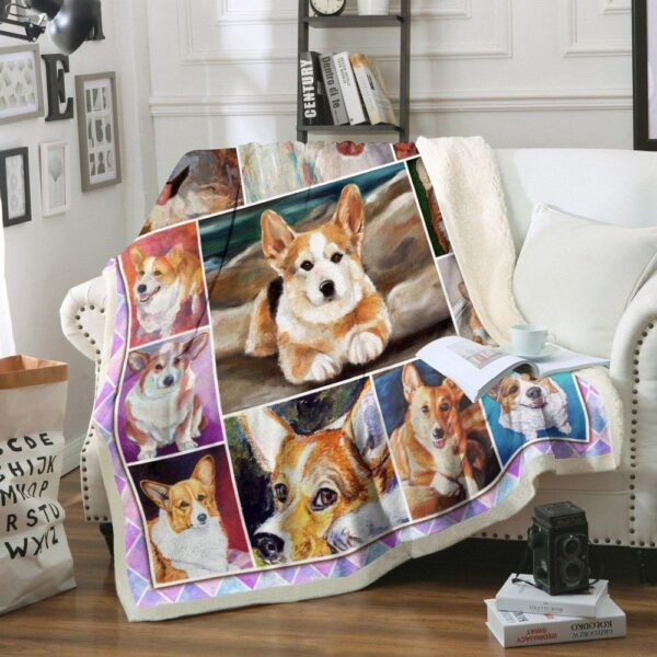Corgi Dog Fleece Blanket Sherpa Blanket