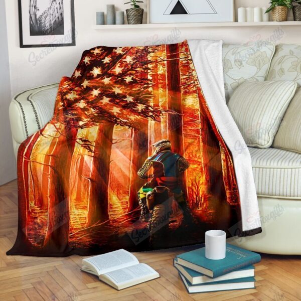 Motocross Flag Sunset Fleece Blanket Sherpa Blanket