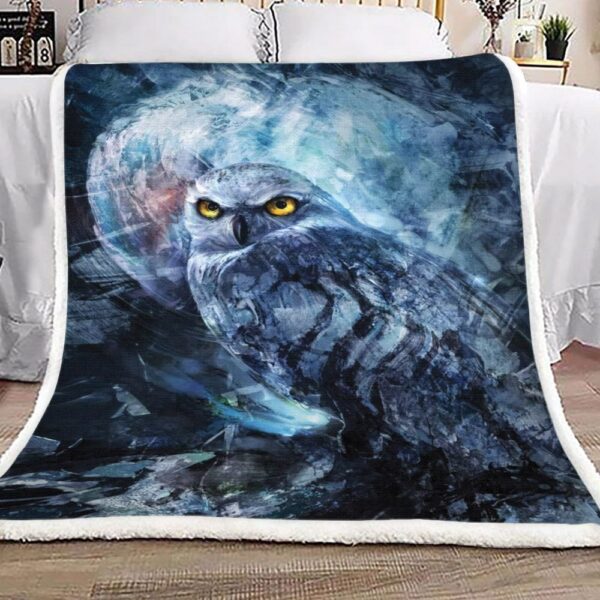 Snowy Owl Fleece Blanket Sherpa Blanket