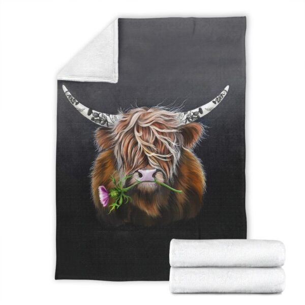 Thistle Highland Cow Fleece Blanket Sherpa Blanket