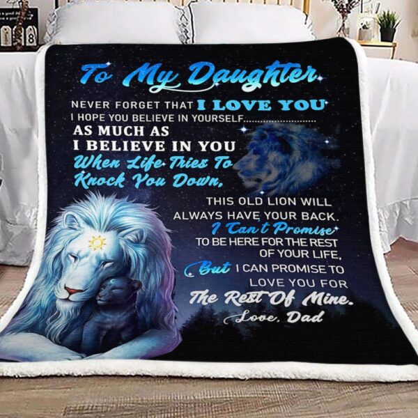 To My Daughter Lion Fleece Blanket Sherpa Blanket